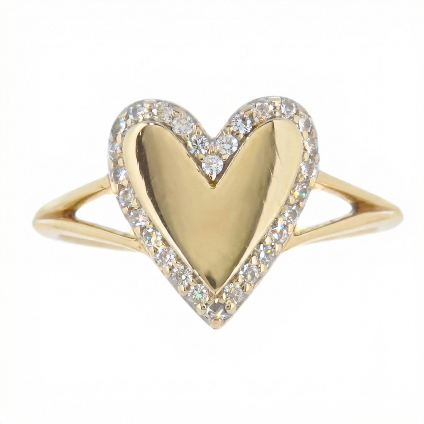 18K Gold Plated Crystal Inlayed Heart Ring