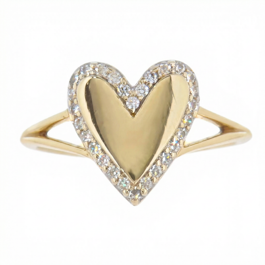 18K Gold Plated Crystal Inlayed Heart Ring