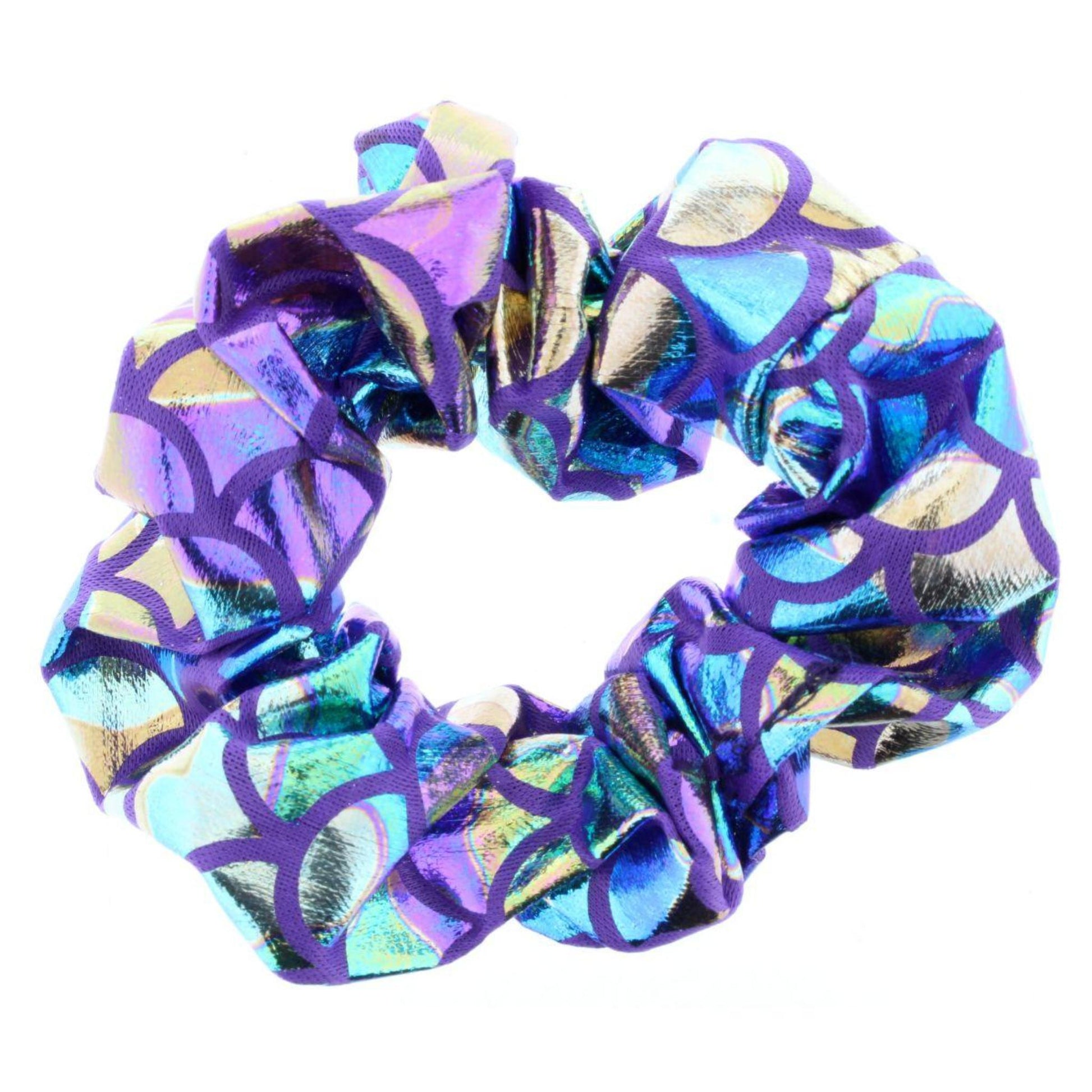 Kids Purple Metallic Mermaid Scale Scrunchie