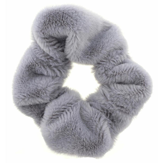 Grey Silky Fur Scrunchie