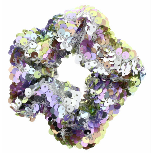 Kids Silver & Lavender Sequin  Scrunchie