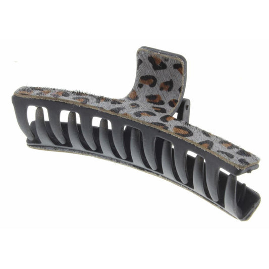 Rectangle with Grey Leopard Hair Clip
