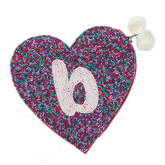 Teal, Red, Purple, Pink Seed Bead Zipper Pouch "B" Coin Purse