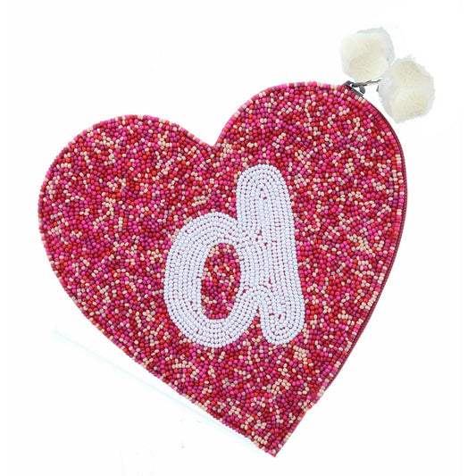 Red & Pink Multi Seed Bead Zipper Pouch "D" Coin Purse