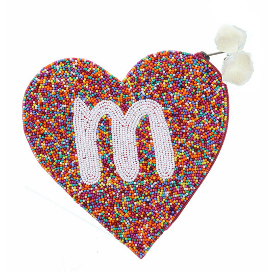 Multi Rainbow Seed Bead Zipper Pouch "M" Coin Purse