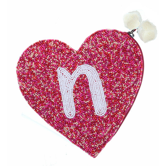 Red & Pink Multi Seed Bead Zipper Pouch "N" Coin Purse