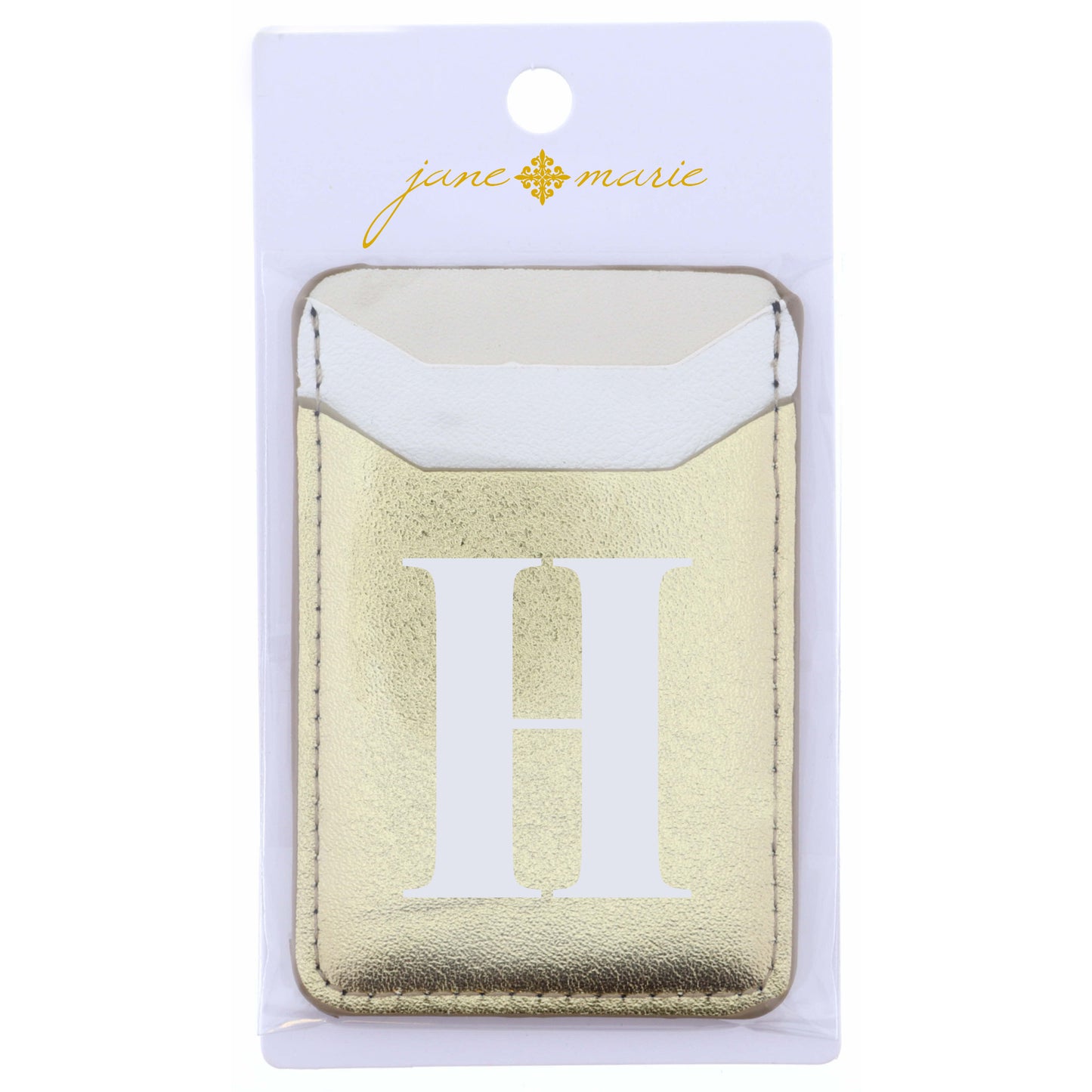 Cream, White, and Gold with Initial H Phone Wallet