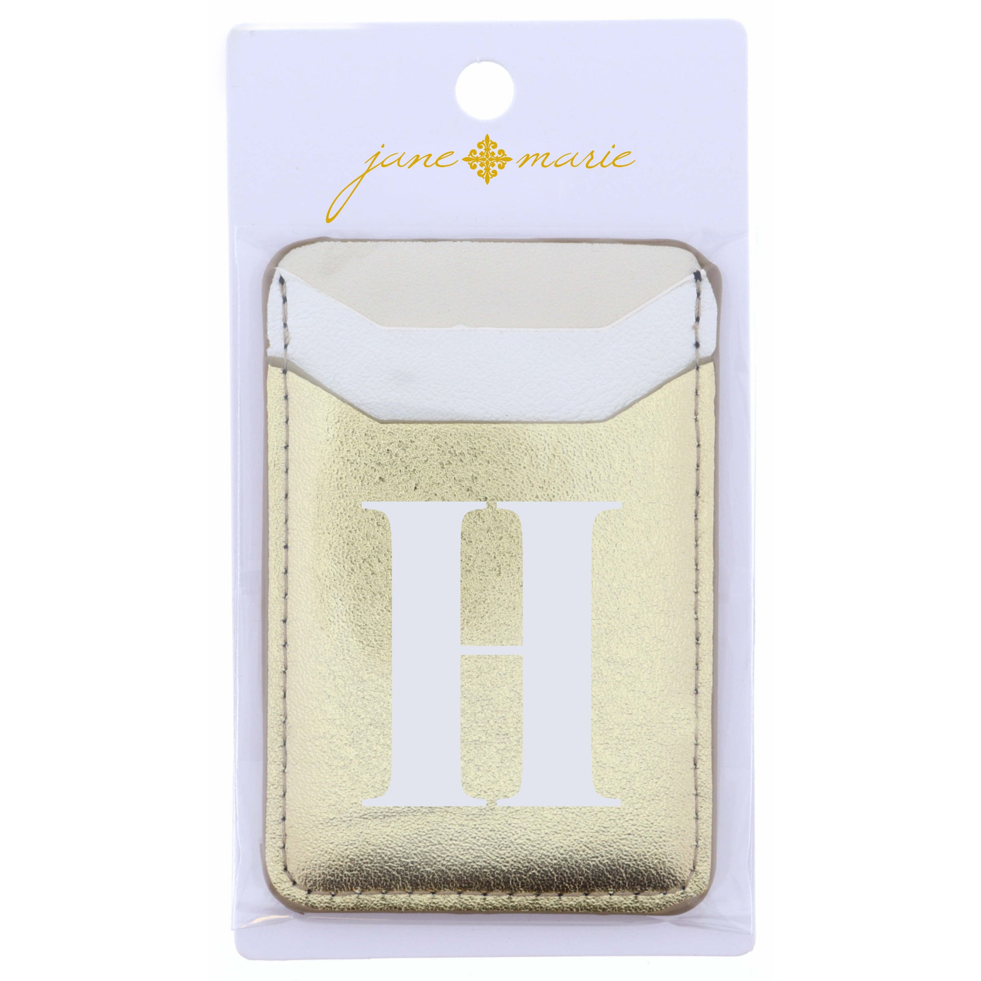 Cream, White, and Gold with Initial H Phone Wallet