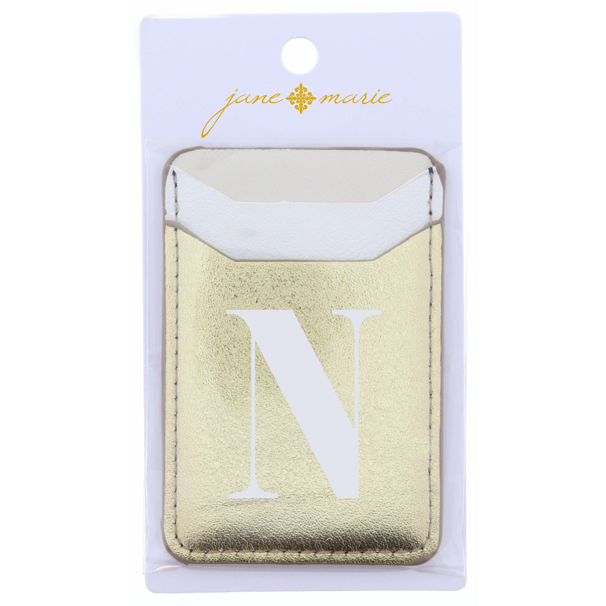 Cream, White, and Gold with Initial N Phone Wallet