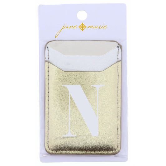 Cream, White, and Gold with Initial N Phone Wallet