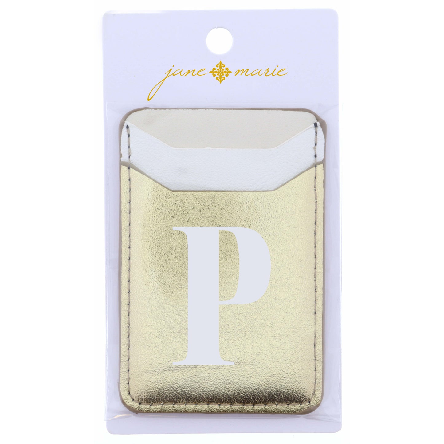 Cream, White, and Gold with Initial P Phone Wallet
