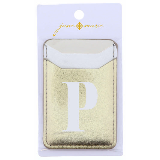 Cream, White, and Gold with Initial P Phone Wallet