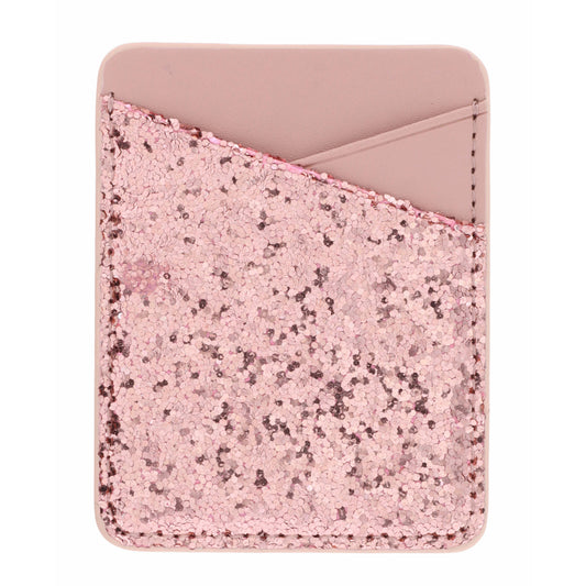Rose Gold Glitter and Leather Phone Wallet
