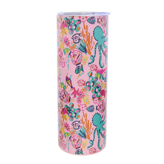 Ocean Jungle 20 Oz. Skinny Tumbler With Lid And Straw