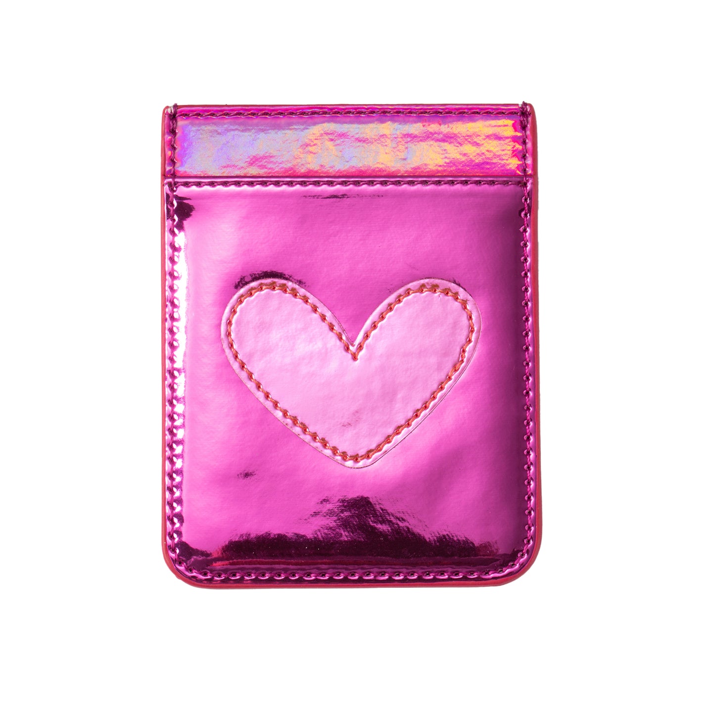 Iridescent Dark Pink with Pink Heart Phone Wallet, 2.5" x 3.25"
