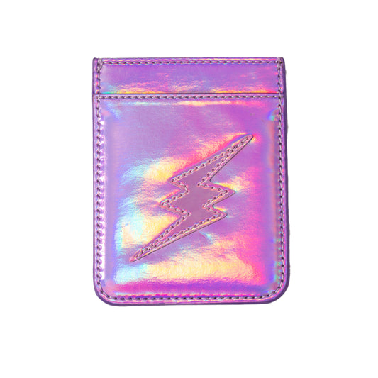 Iridescent Purple with Lavender Lightning Bolt Phone Wallet, 2.5" x 3.25"