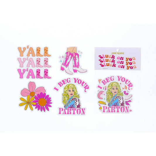 Set of 4 Stickers, Country Dolly