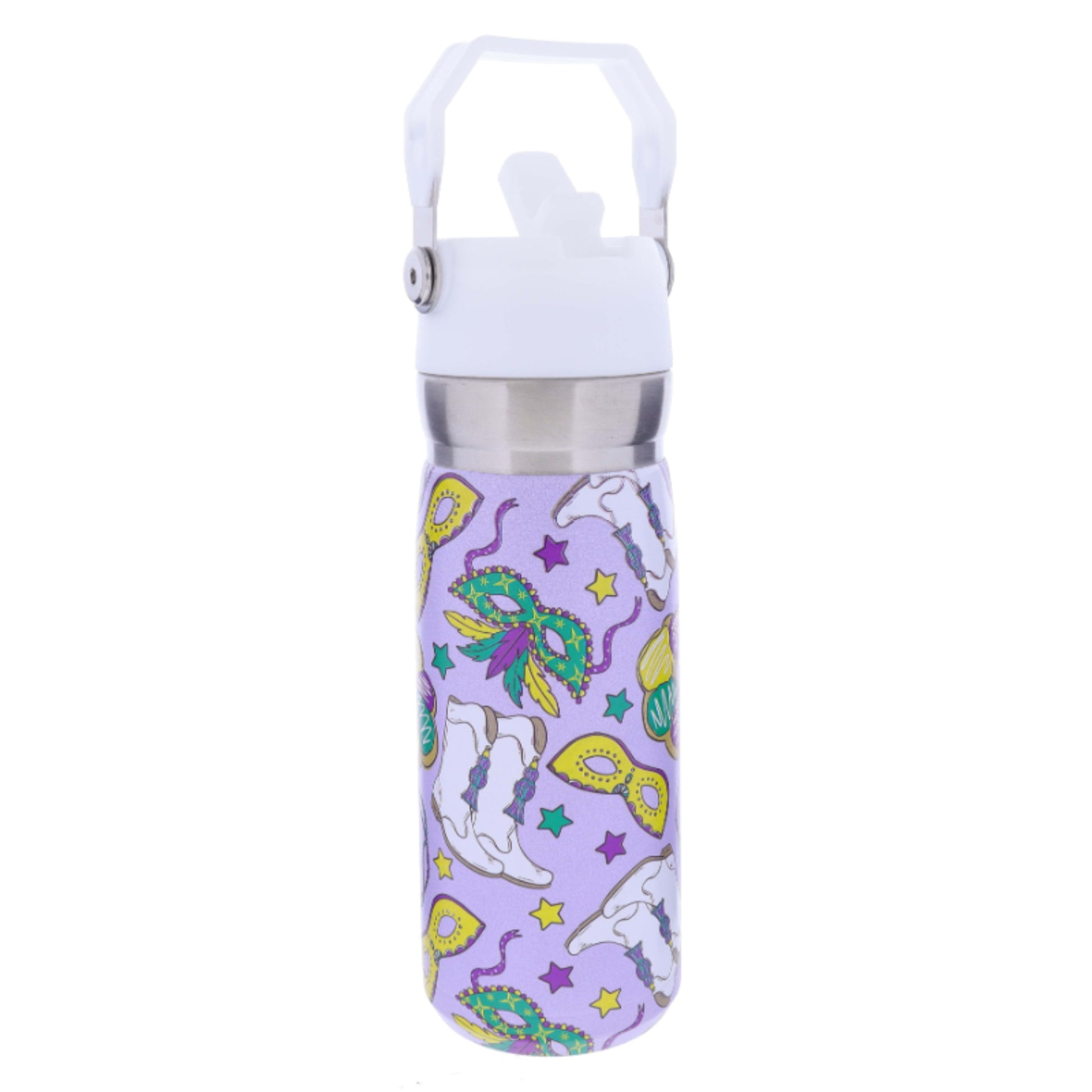 Mardi Gras 22 Oz. Water Bottle With Straw Cap
