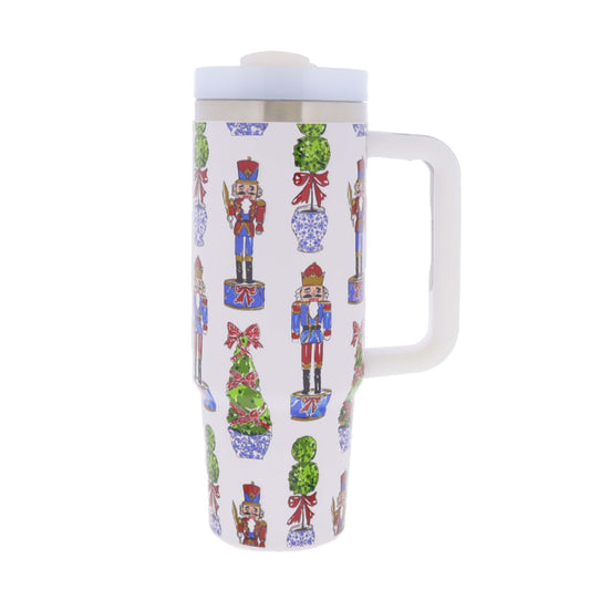 Festive Nutcracker 30 Oz. Tumbler With Straw and Handle