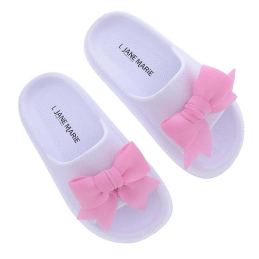 Kids White with Pink Bow Eloise Open Toe Sandal Package