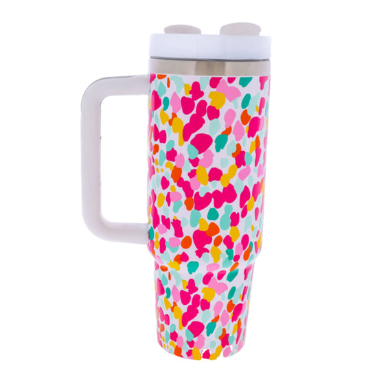 Confetti Bloom 30 Oz. Tumbler With Straw and Handle