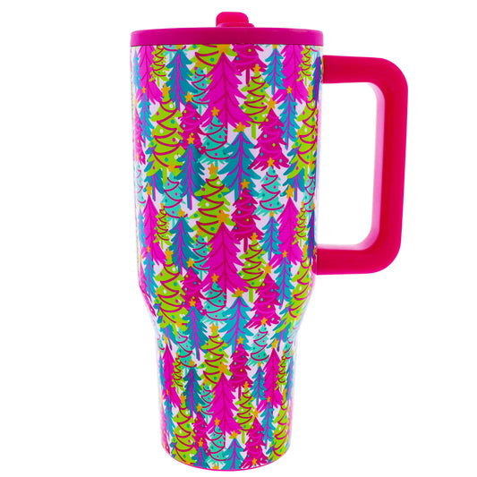 Tree-mendous Cheer 30 Oz. Tumbler With Flip Straw and Handle