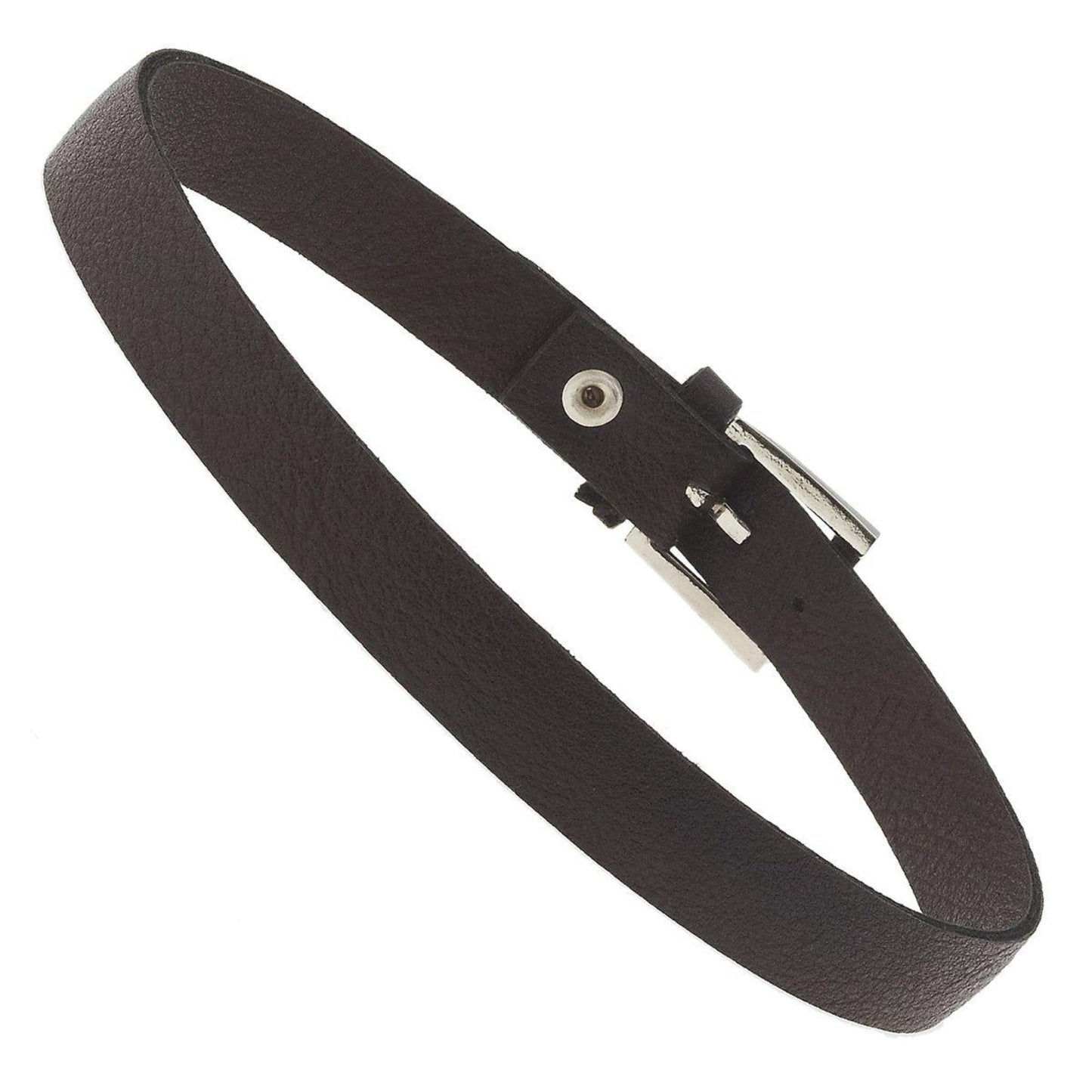 Dark Brown Leather and Antique Silver Buckle Bracelet