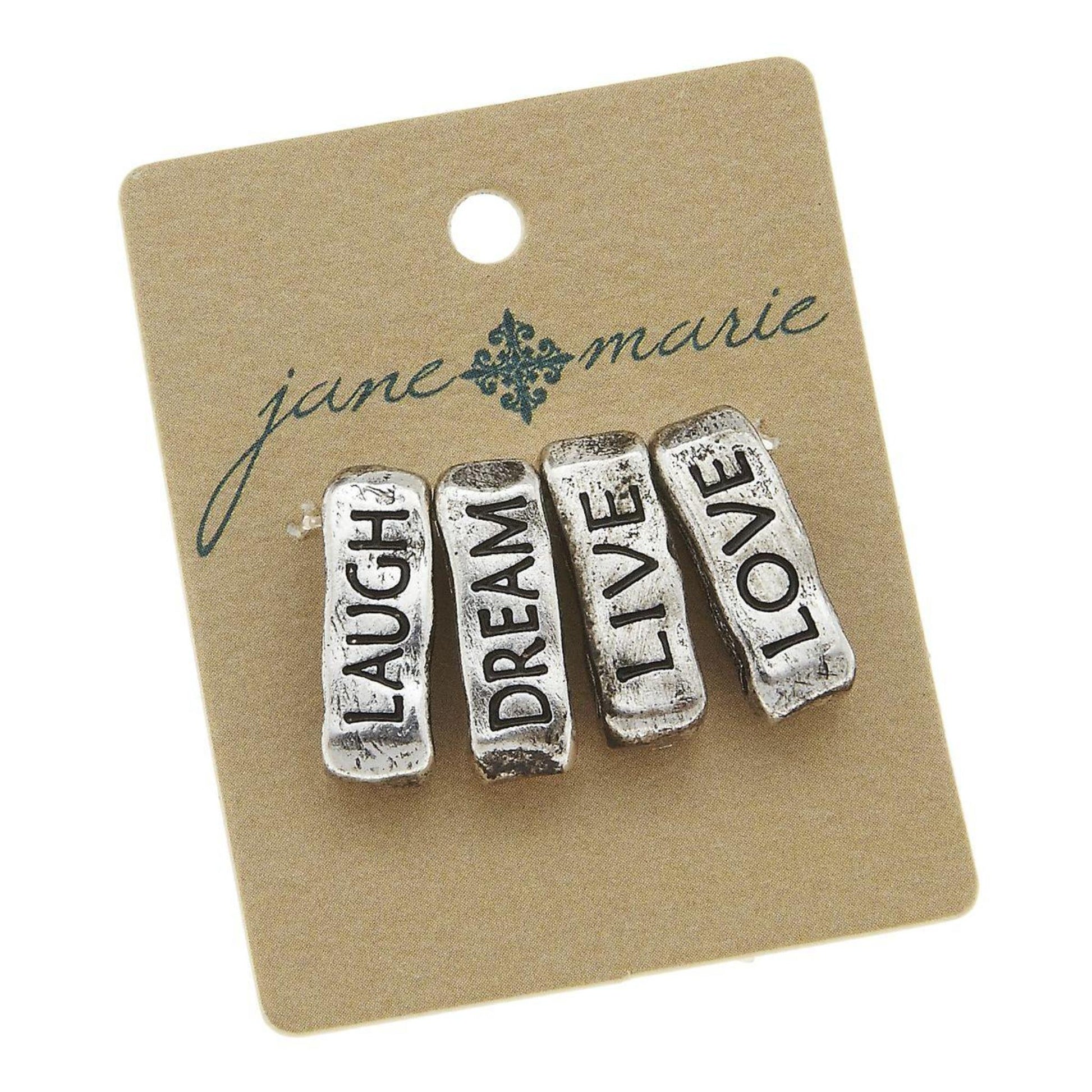 Antique Silver Slides (Set of 4) : Laugh; Dream;Live;Love
