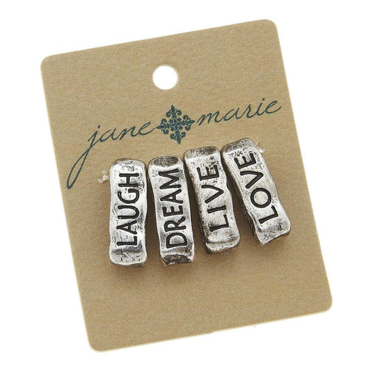 Antique Silver Slides (Set of 4) : Laugh; Dream;Live;Love