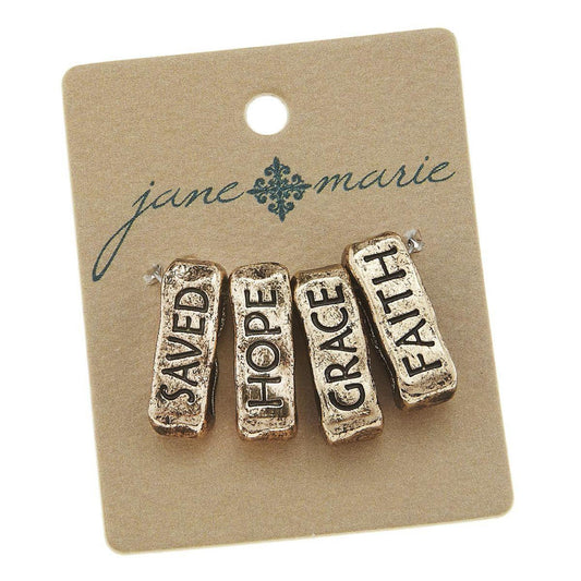Antique Gold Slides (Set of 4) : Saved; Hope;Grace;Faith