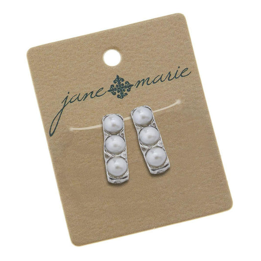 3 Stone Bracelet Slide - Ivory On Silver