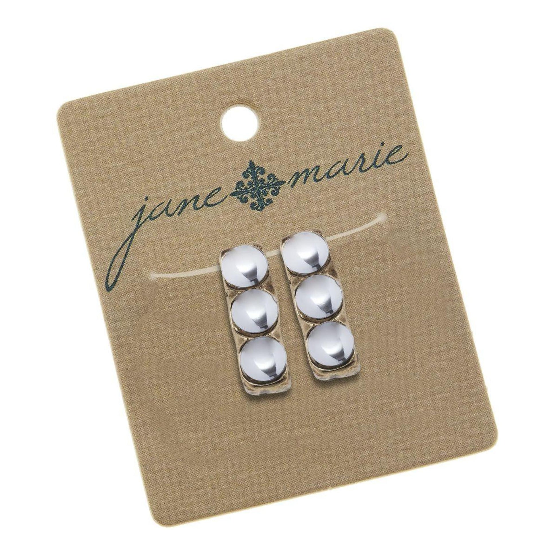 3 Stone Bracelet Slide - Clear On Gold