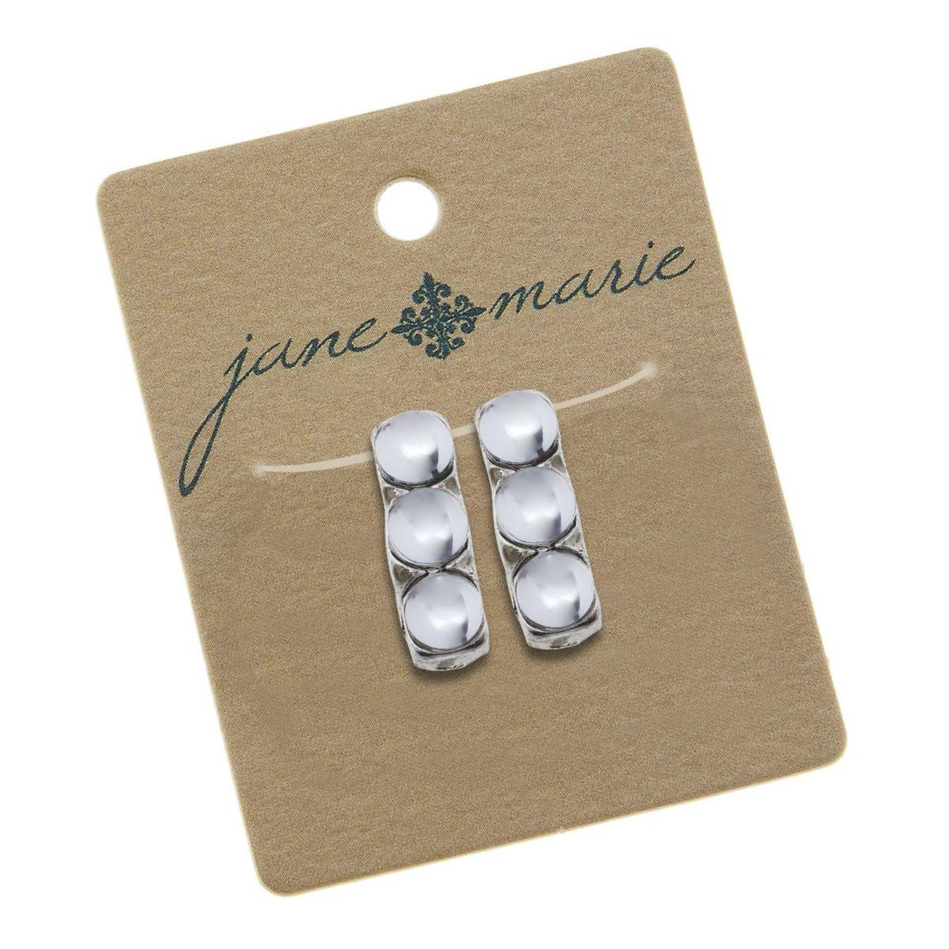 3 Stone Bracelet Slide - Clear On Silver