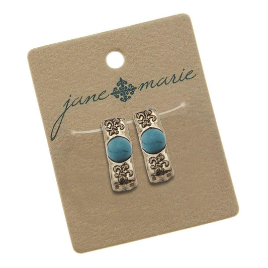 Turquoise Stone on Gold Jane Marie Logo Bracelet Slide