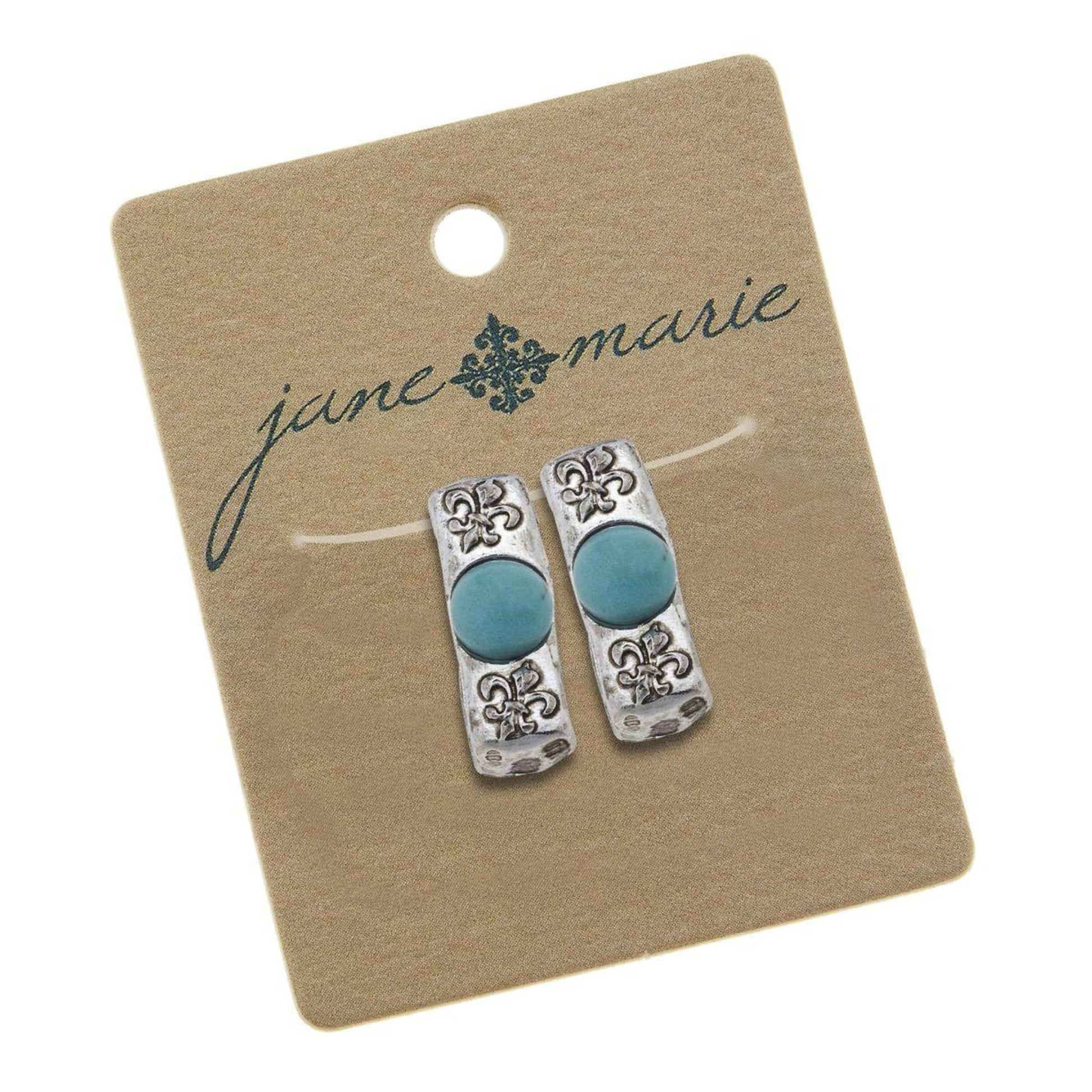 turquoise Stone on Silver Jane Marie Logo Bracelet Slide