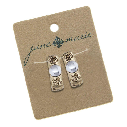 Clear Stone on Gold Jane Marie Logo Bracelet Slide
