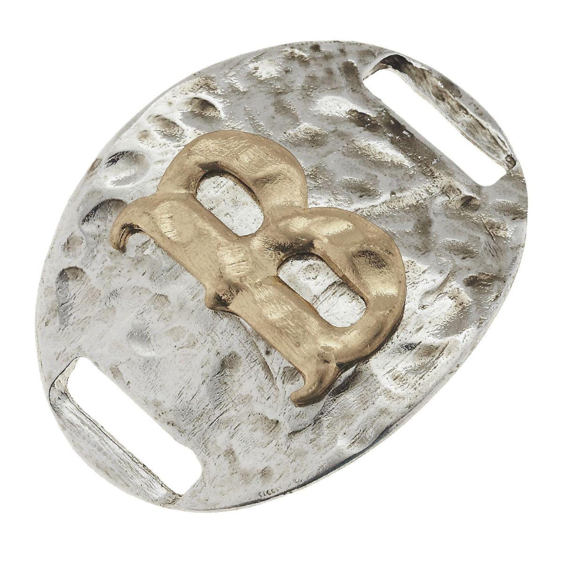 Antique Gold/Silver Large Bracelet B Initial Slide