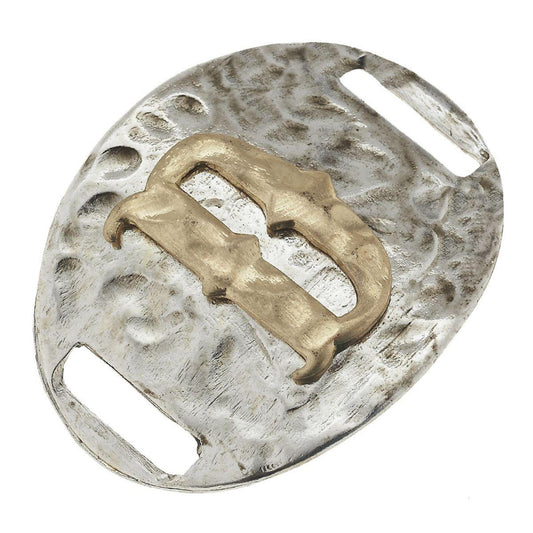 Antique Gold/Silver Large Bracelet D Initial Slide