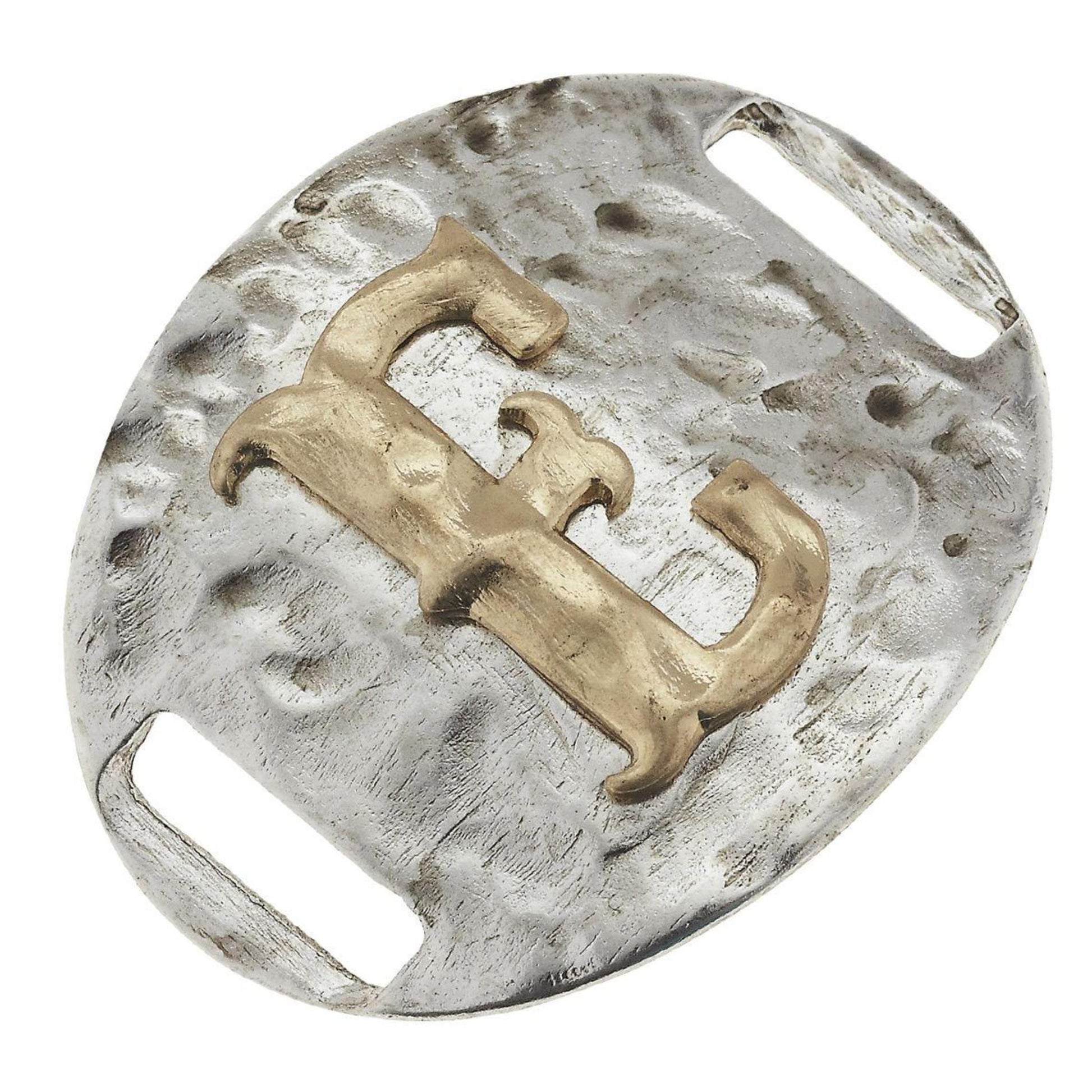 Antique Gold/Silver Large Bracelet E Initial Slide