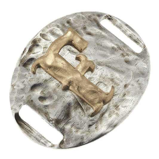 Antique Gold/Silver Large Bracelet F Initial Slide