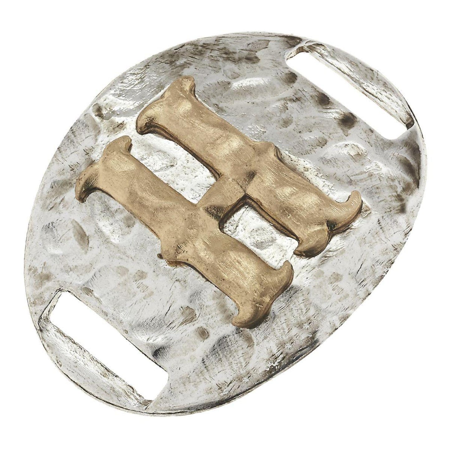 Antique Gold/Silver Large Bracelet H Initial Slide