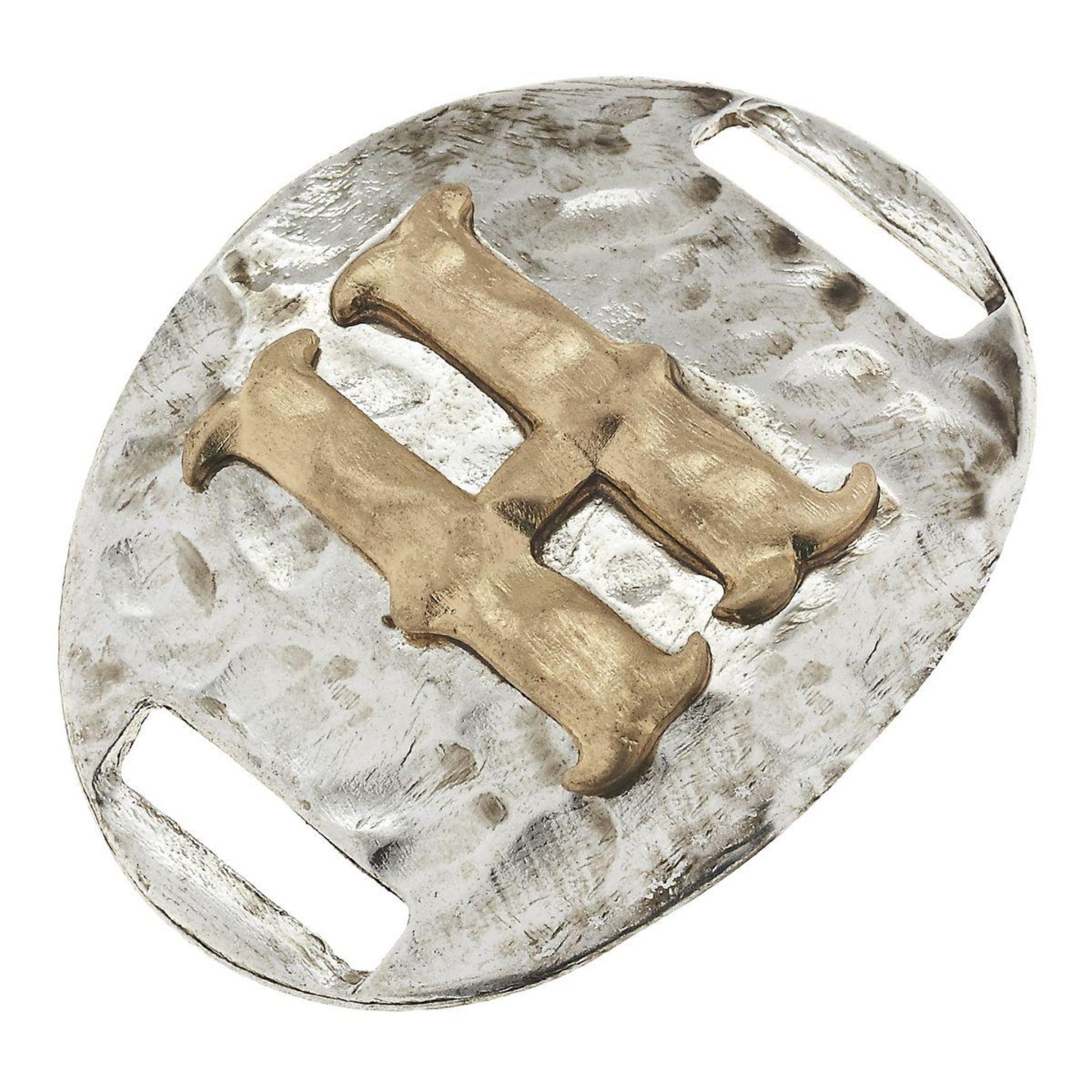 Antique Gold/Silver Large Bracelet H Initial Slide