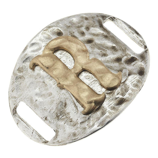 Antique Gold/Silver Large Bracelet R Initial Slide