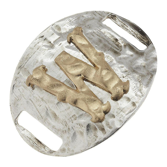 Antique Gold/Silver Large Bracelet W Initial Slide