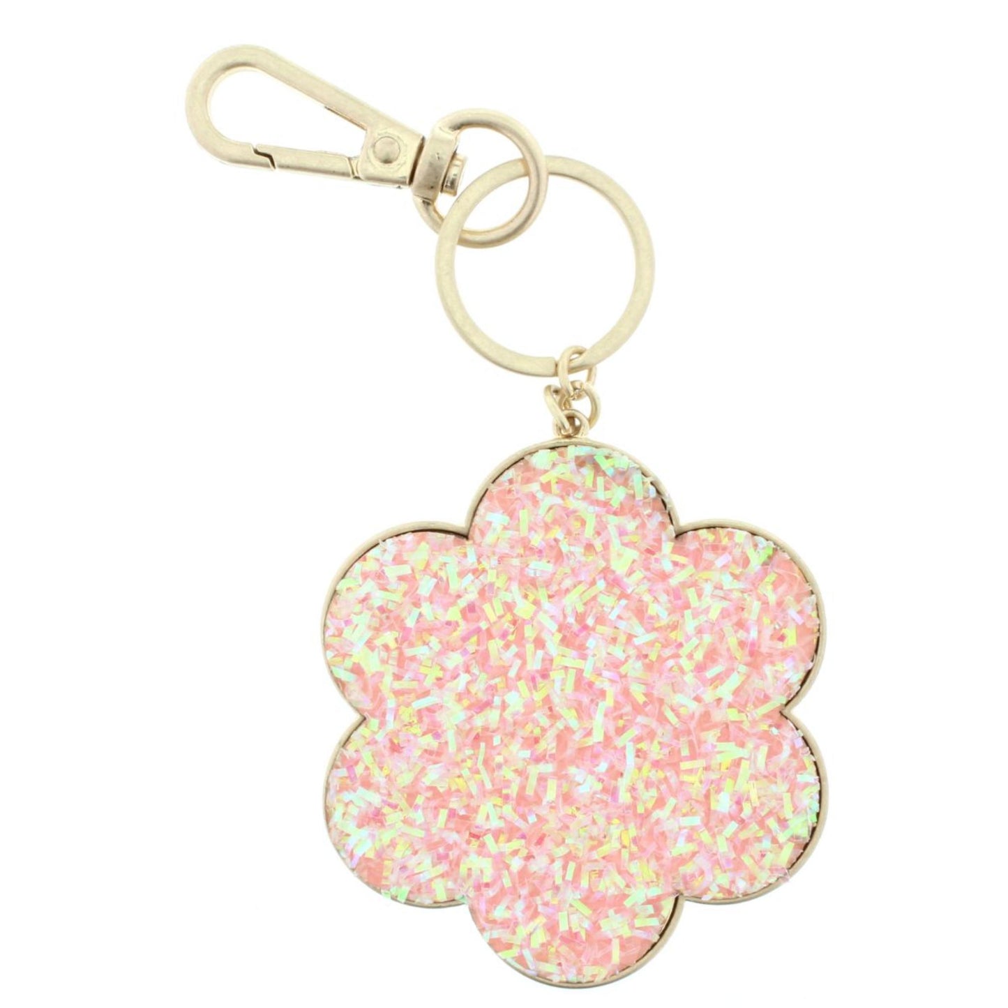 Kids AB Pink Confetti Flower Keychain