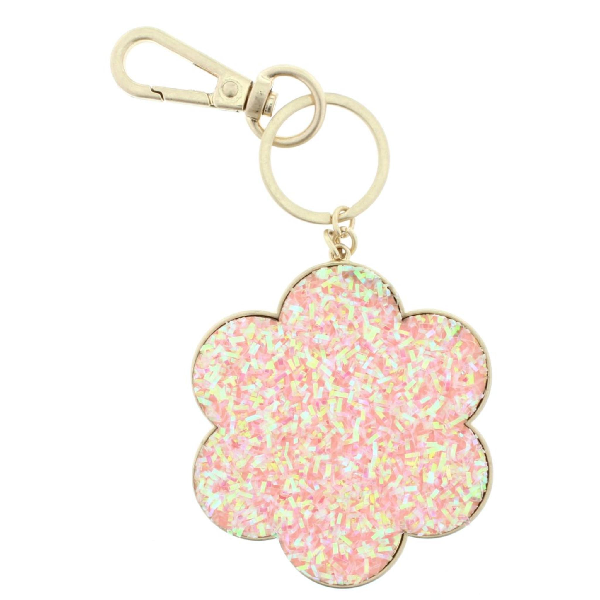 Kids AB Pink Confetti Flower Keychain