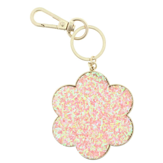Kids AB Pink Confetti Flower Keychain