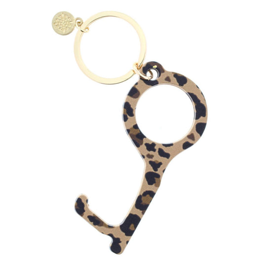 Brown Leopard Touchless Key Keychain
