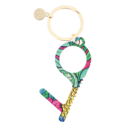 Pineapple Print Touchless Key Keychain