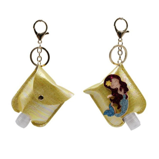 Yellow with Mermaid Hand Sanitizer Holder Keychain